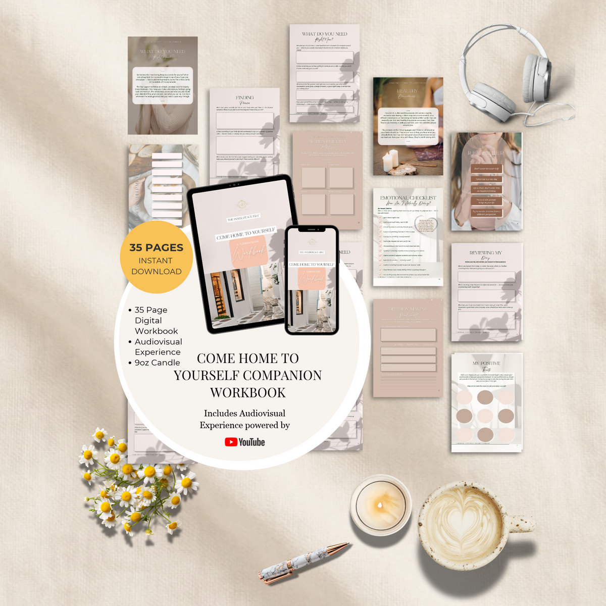 Come Home to Yourself™ Digital Workbook & Interactive Candle Set